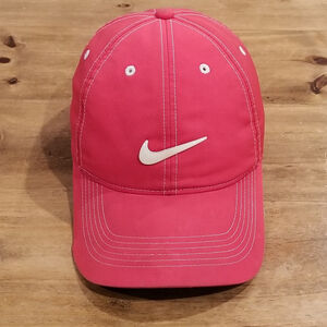 Nike Golf Hat Cap Red White Swoosh Strap Back Lightweight Run Tennis